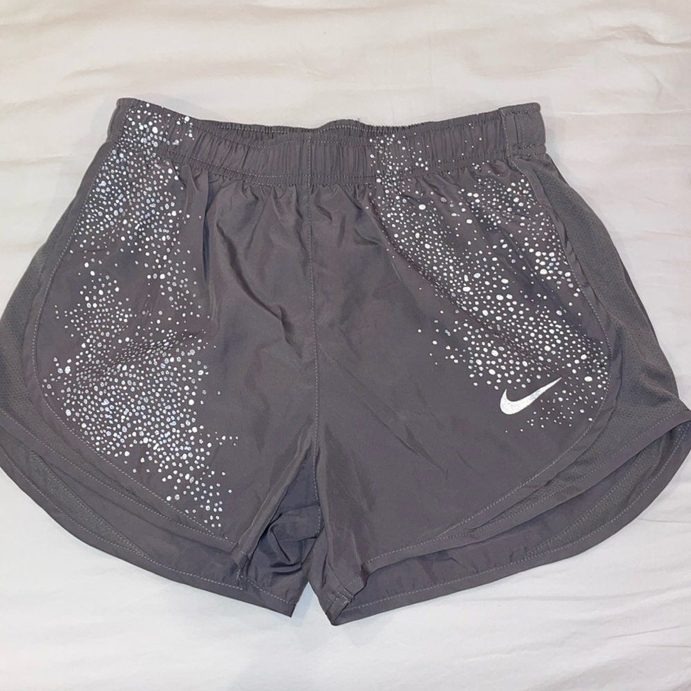 Nike Womens Dri-FIT Tempo Running Shorts  - Gray & Silver Reflective - SMALL